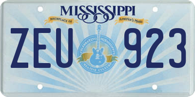 MS license plate ZEU923