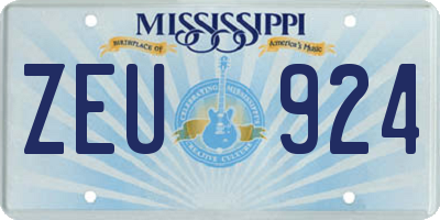 MS license plate ZEU924