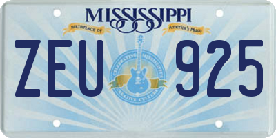 MS license plate ZEU925