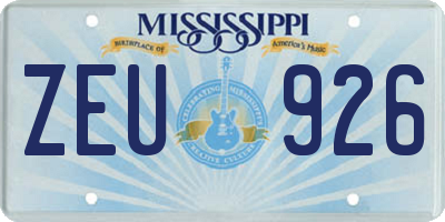 MS license plate ZEU926