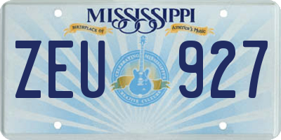 MS license plate ZEU927