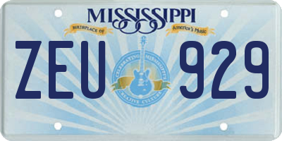 MS license plate ZEU929