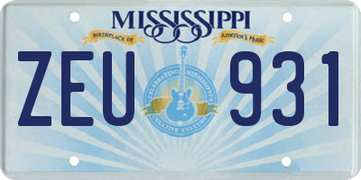 MS license plate ZEU931
