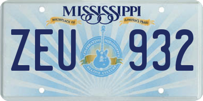 MS license plate ZEU932