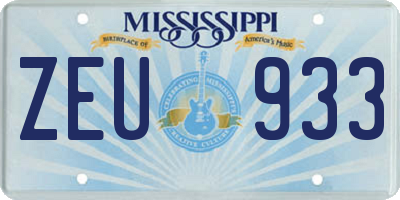 MS license plate ZEU933