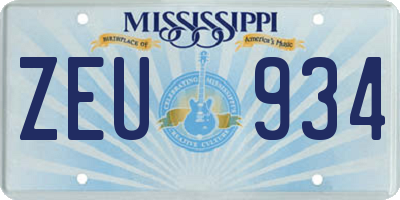 MS license plate ZEU934