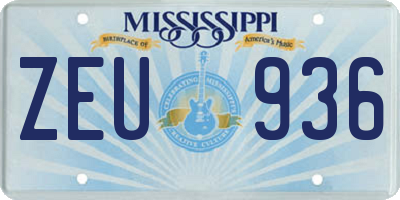 MS license plate ZEU936