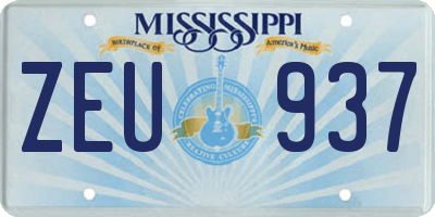 MS license plate ZEU937