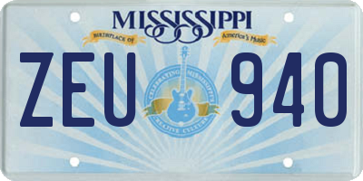 MS license plate ZEU940