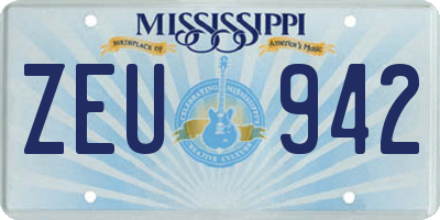 MS license plate ZEU942
