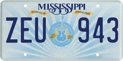 MS license plate ZEU943