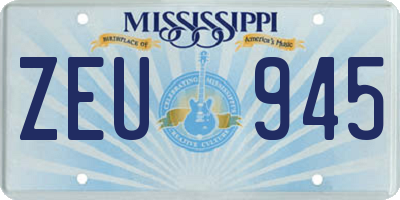 MS license plate ZEU945