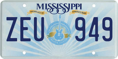 MS license plate ZEU949