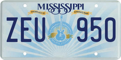 MS license plate ZEU950
