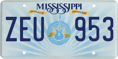 MS license plate ZEU953