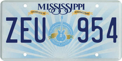 MS license plate ZEU954