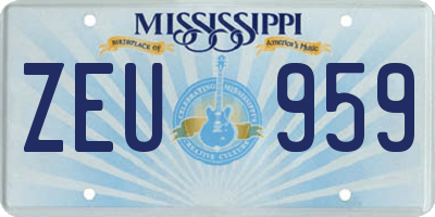 MS license plate ZEU959