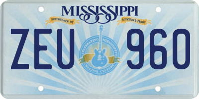 MS license plate ZEU960