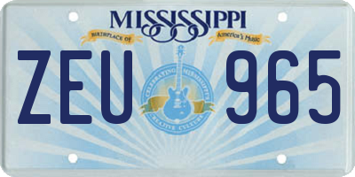 MS license plate ZEU965