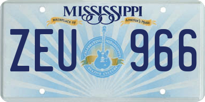 MS license plate ZEU966