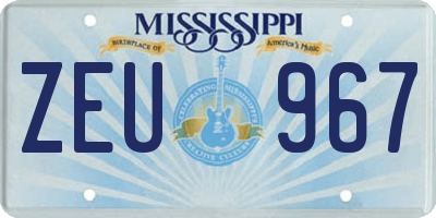 MS license plate ZEU967