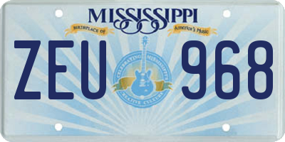 MS license plate ZEU968