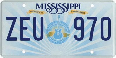 MS license plate ZEU970