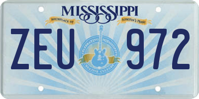 MS license plate ZEU972