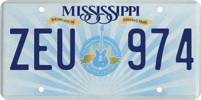 MS license plate ZEU974
