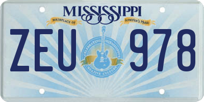 MS license plate ZEU978