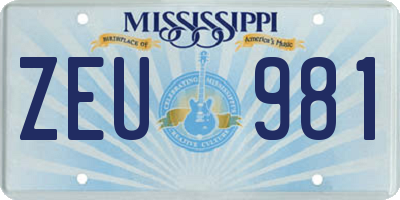 MS license plate ZEU981