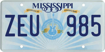 MS license plate ZEU985