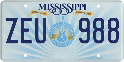 MS license plate ZEU988