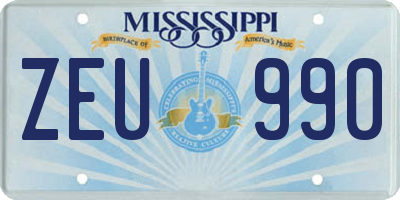 MS license plate ZEU990