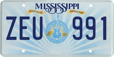 MS license plate ZEU991