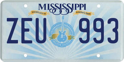 MS license plate ZEU993