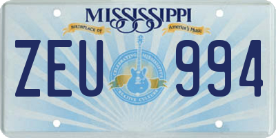 MS license plate ZEU994