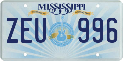 MS license plate ZEU996