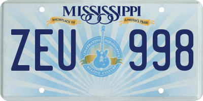 MS license plate ZEU998