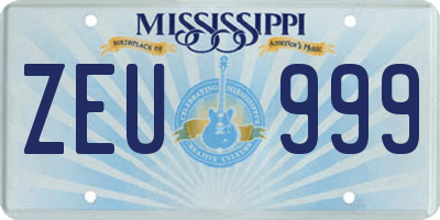 MS license plate ZEU999