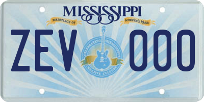 MS license plate ZEV000