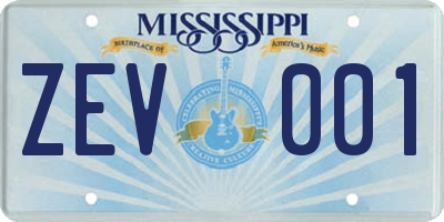 MS license plate ZEV001