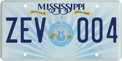MS license plate ZEV004