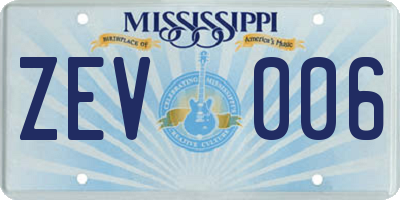 MS license plate ZEV006