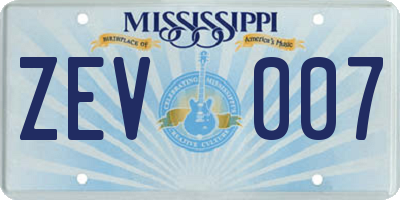 MS license plate ZEV007