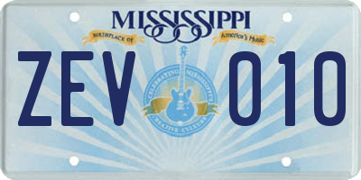 MS license plate ZEV010