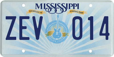 MS license plate ZEV014
