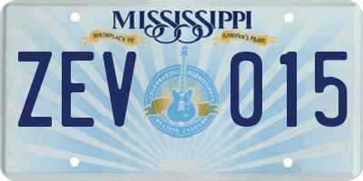 MS license plate ZEV015