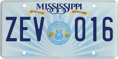 MS license plate ZEV016