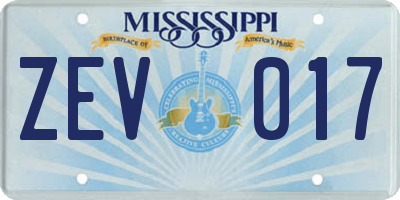 MS license plate ZEV017